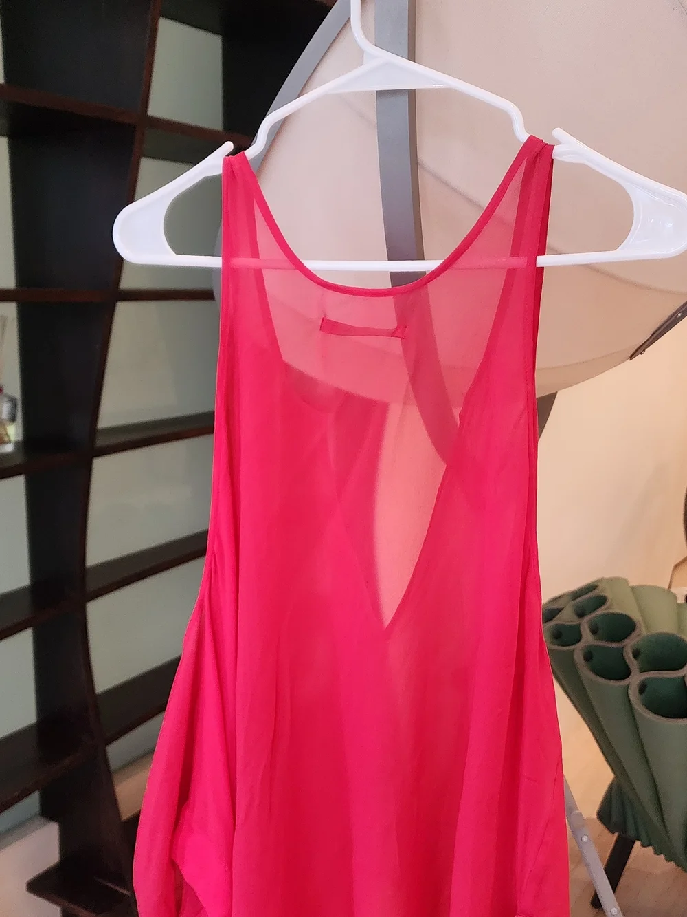 Y's by Yohji Yamamoto Red Sheer Asymmetric Swim Coverup Size S/M - Picture 9 of 11